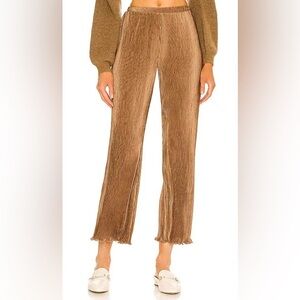 SONG OF STYLE Mara Pant In Brown Plisse Crinkle Metallic Size Small Night Out